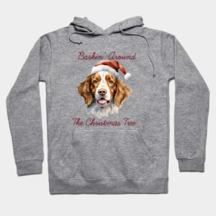 Christmas Brittany Spaniel Dog in Santa Hat Hoodie